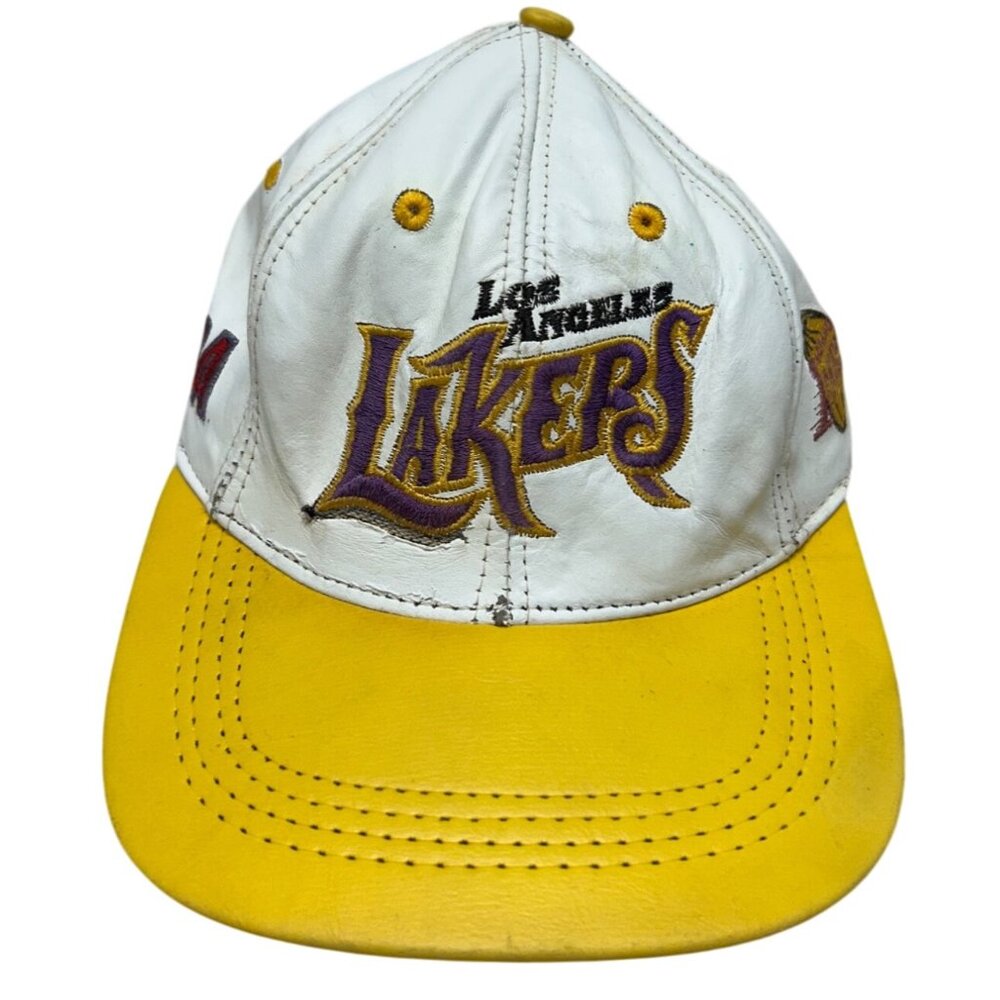 Vintage 1996 Los Angeles LA Lakers NBA Leather Cap Adjustable Modern JH Design